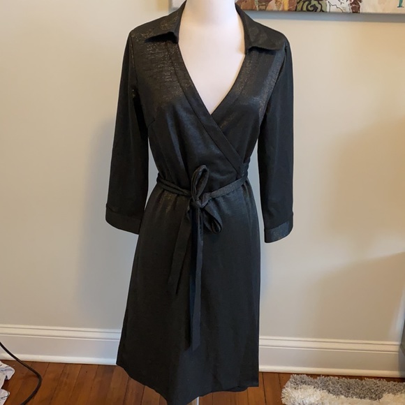 Julie Brown Black Metallic Wrap Dress - Picture 2 of 10
